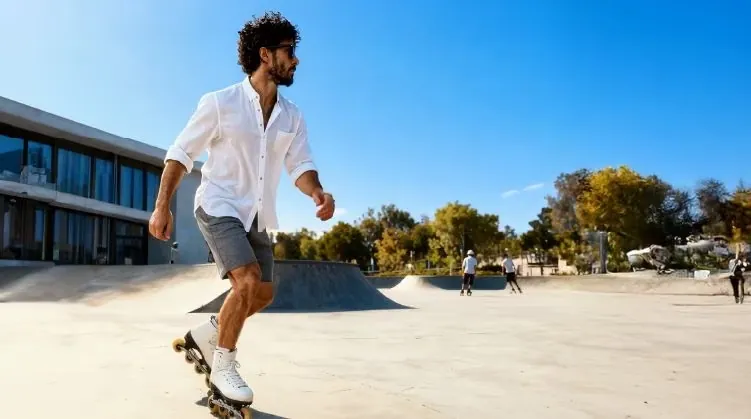 Skating in the open plaza of the Active Zone